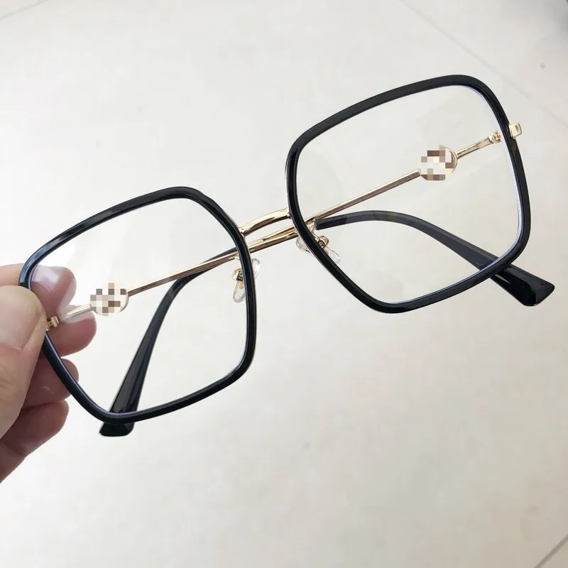 

2020 new square male and female students with the same glasses trend fashion big frame anti-blue radiation flat glasses frame