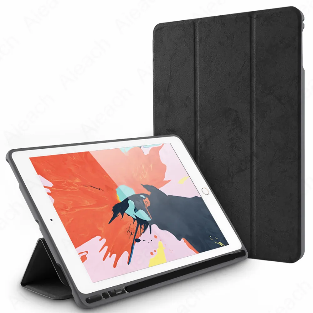 Для iPad 7th 10," Чехол с карандашом держатель ткань Текстура Кожа Мягкий силиконовый чехол для iPad 10,2 чехол Автоматический Режим сна/пробуждения
