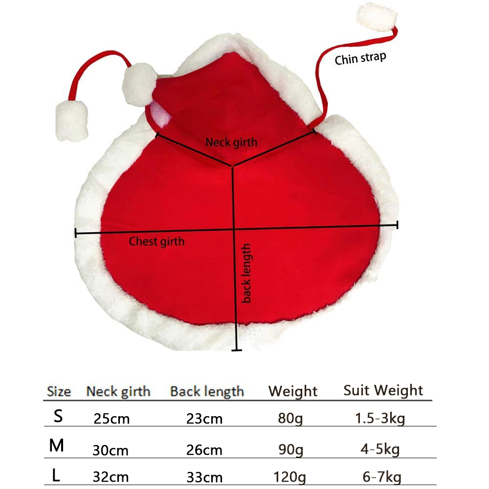 Pet Рождественский костюм пончо накидка с шляпой Санта-Клаус плащ для кошек и собак красный