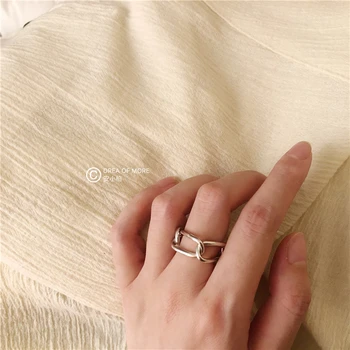 

Korea Cool Simple Minimalist INS Wind Cool Chain Geometry Cool Rings 925 Sterling trendy Luxury Wedding Ring Set