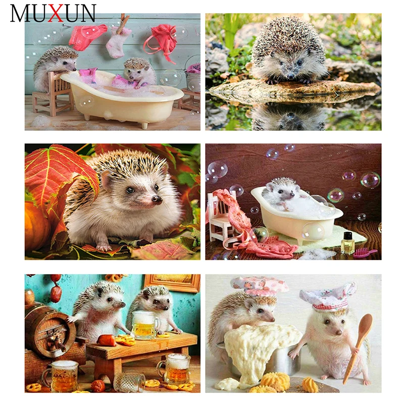 

Full 5D Diy Diamond Painting Animal 3D Diamond Embroidery Cross Stitch Hedgehog Rhinestone Mosaic Painting Home Decoration Ep134