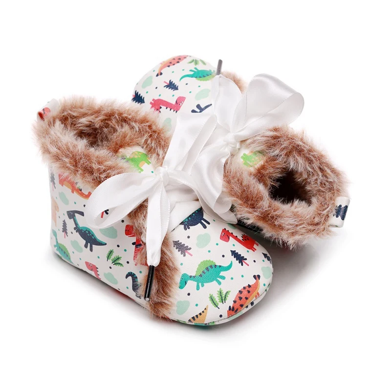 Winter Baby Girls Boys Snow Boots Newborn Infant PU Shoes Warm First Walkers Anti-Slip Cartoon Booties Toddler Soft Soled Shoes