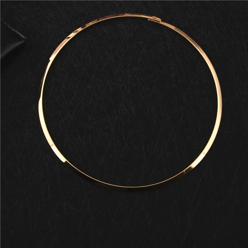 

Choker Titanium Steel Metal round Neck Ring Men And Women Celebrity Style Simple Exaggeration Harajuku Clavicle Geometry Necklac