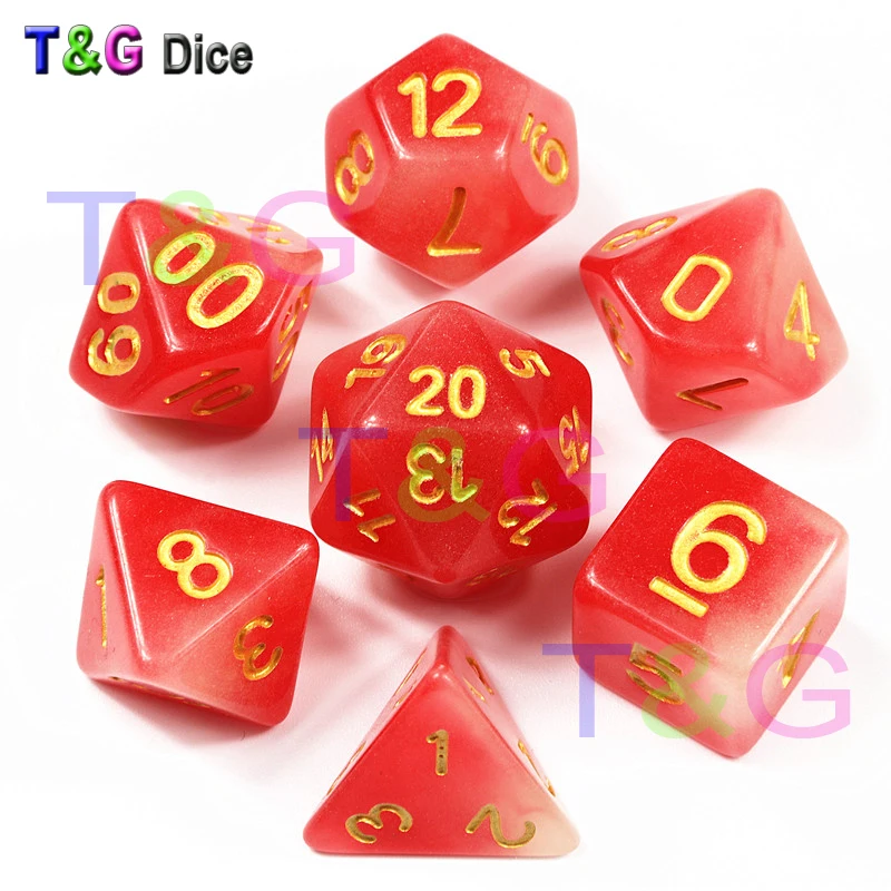Смешанные цвета красный цвет 7 шт./компл. D4 D6 D8 D10 % D12 D20 для подземелья и драконов