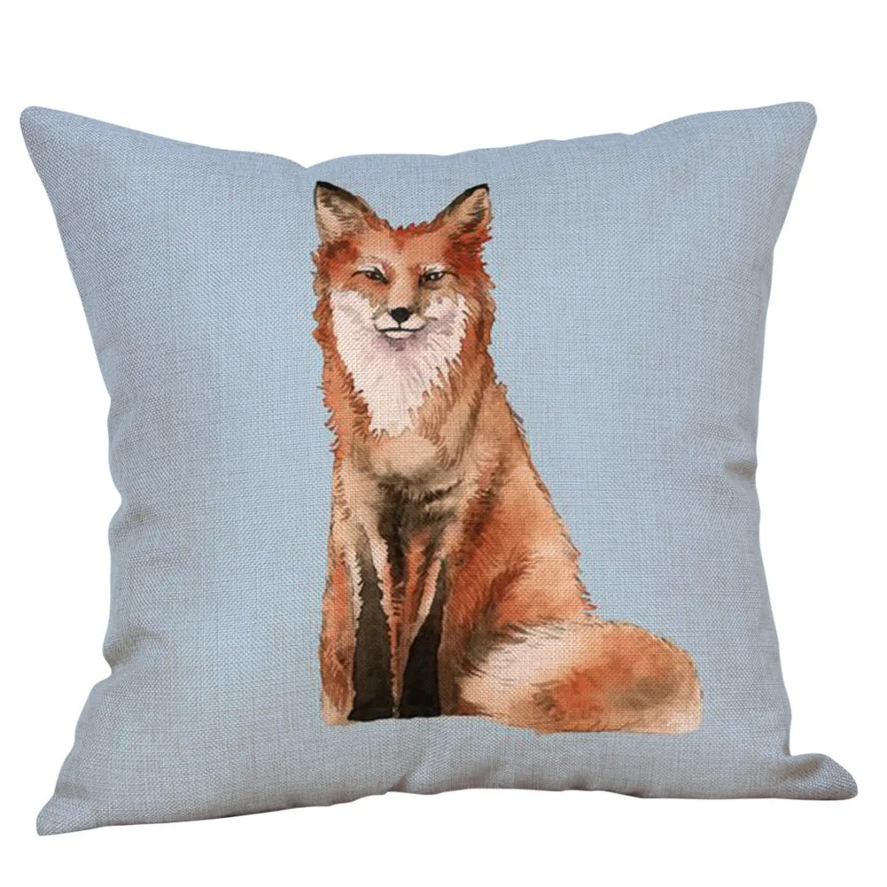 Fox Cotton Linen Fashion Waist Throw Pillow Case Cushion Cover Home Sofa Decor 