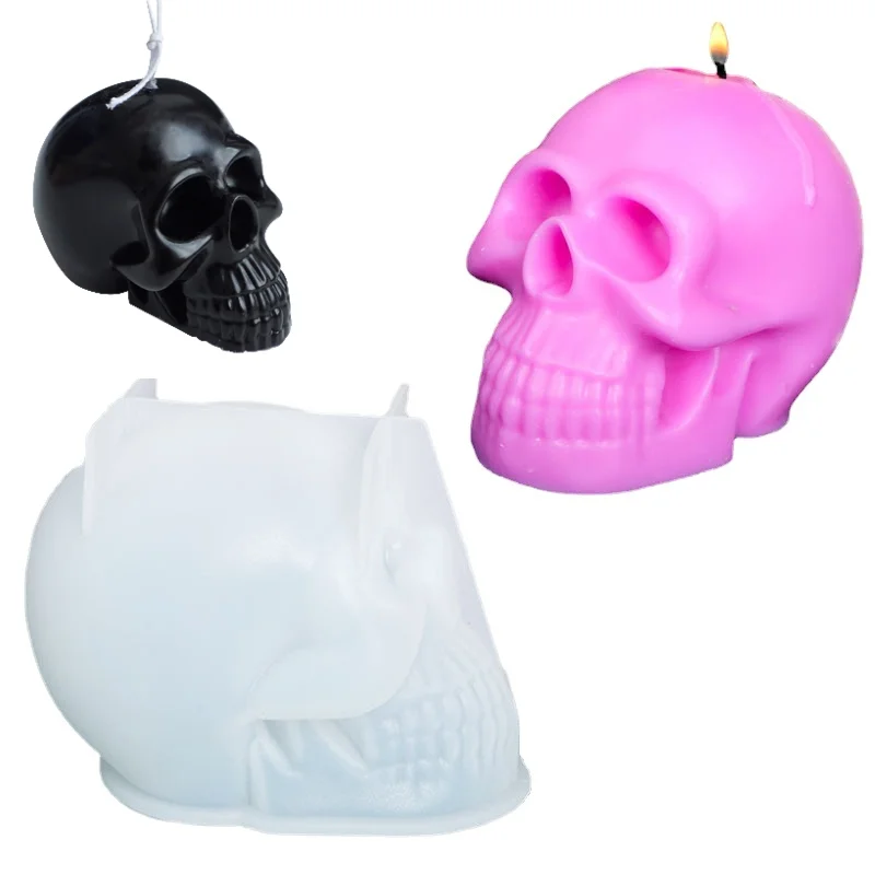 Halloween Party 3D Ghost Head Skull Candle Mold for Handmade Home Desktop Decoration Gypsum Epoxy Resin Aromatherapy Candle Silicone Mould