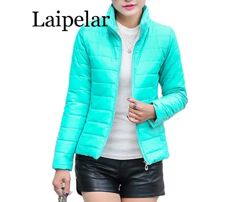 

Laipelar 2019 women winter basic jacket ultra light candy color spring coat female short cotton outerwear feminina
