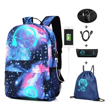 

Anti-thief Luminous Student School Bag Waterproof School Backpack for Boy Girl Daypack Multifunction USB Charging Port Book Bag