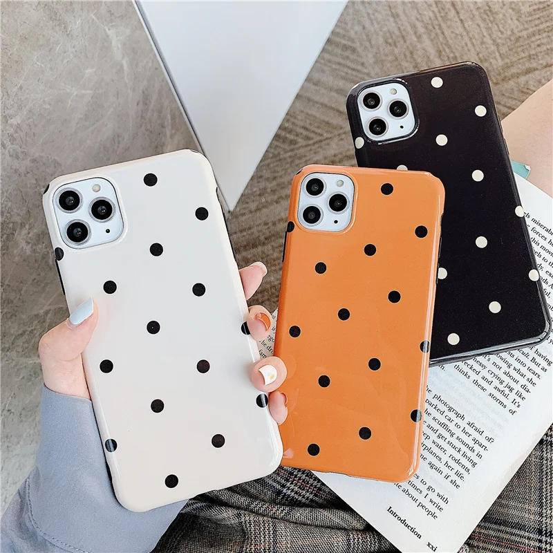 Простой однотонный чехол Gimfun в горошек для телефона Iphone 11 Pro Max блестящий мягкий