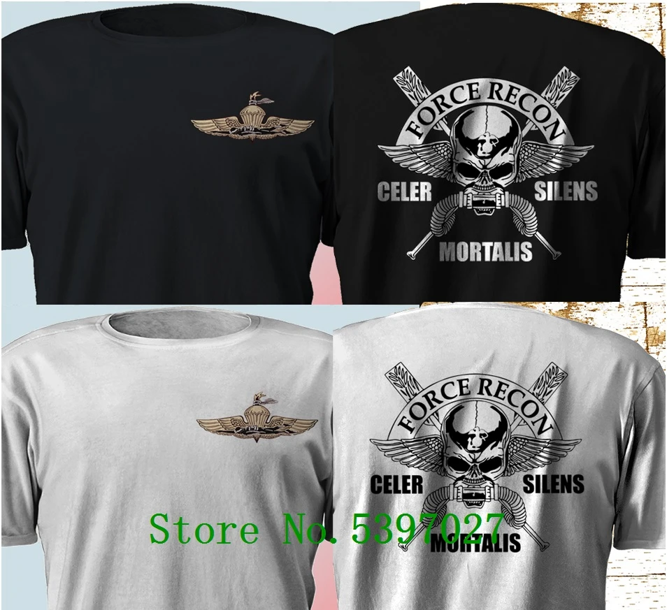 

2020 cotton Clothing Man Short Sleeve US Marine Corps Force Reconnaissance Force Recon Navy Seals Army T-Shirt Basic Models