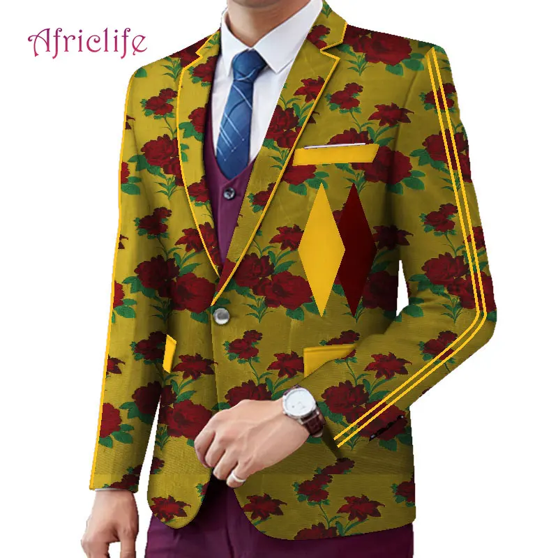 Африканская одежда для мужчин, костюм для отдыха, африканская одежда, Дашики, куртка с принтом, хлопок, на заказ, мужской свадебный Блейзер wyn703 - Цвет: 11
