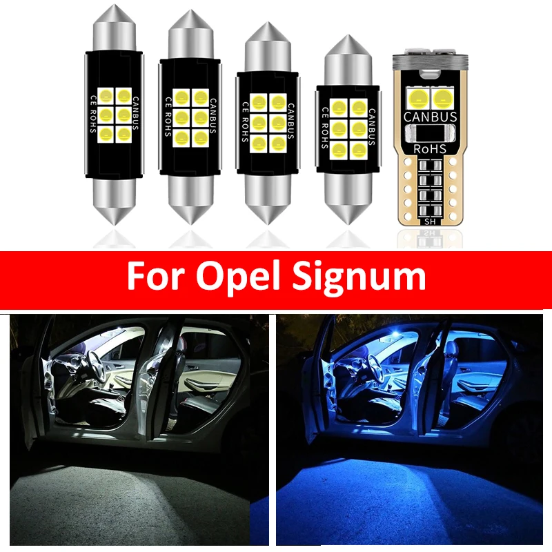 

14Pcs Car White Interior LED Light Bulbs Package Kit For 2003-2008 Opel Signum Map Dome Trunk Lamp Ice Blue