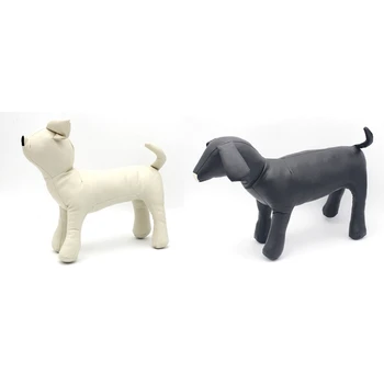 

2x Leather Dog Mannequins Standing Position Dog Models Toys Pet Animal Shop Display Mannequin Black S & M