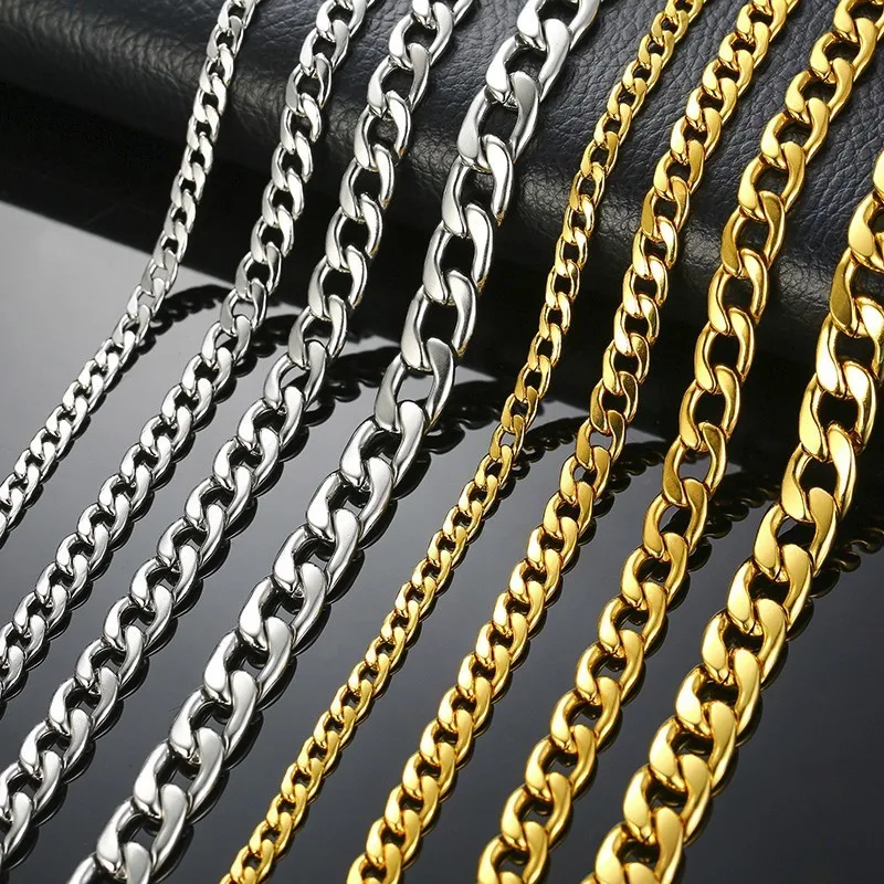 Men-s-Necklace-Round-Miami-Cuban-Link-Chain-Gold-and-Tone-Stainless-Steel-Punk-Boy-Male
