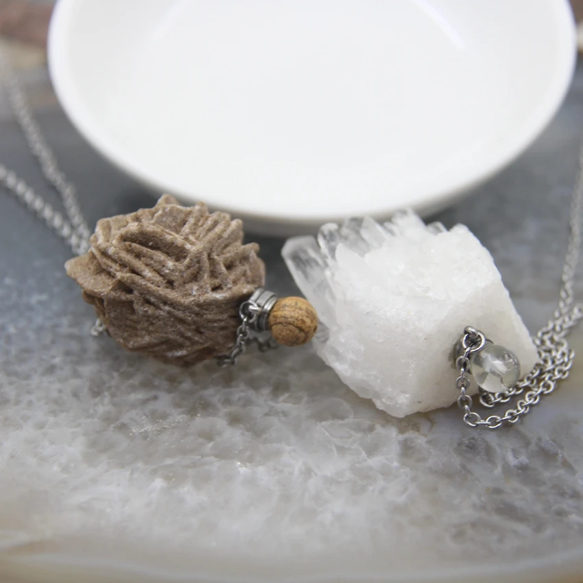 Cluster Di Cristallo Bianco Naturale Selenite Deserto Rosa Pietra Quarzo Cristallo Minerale Grezzo Reiki Guarigione Pietra Ciondolo Gioielli Con Ciond