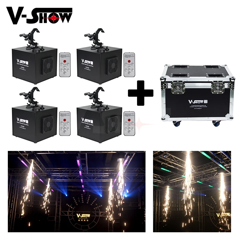 4 шт. с Flightcase 400 Вт потолочная холодная Искра фейерверк эффект машины Dmx пульт дистанционного управления фонтан сверкающая свадебная машина
