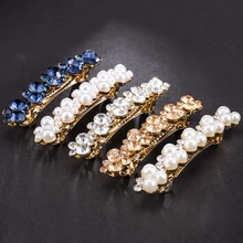 Элегантные корейские женщины лежали Hairwear Заколки заколка для волос Кристаллы Стразы Имитация Жемчуга Шпилька заколка ювелирные изделия