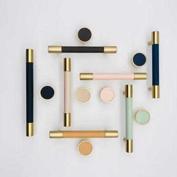 

Qiansi Cabinets and Door Handles Brass with Leather Drawer Pulls Cabinet Pulls Drawer Knobs Wardrobe Pull Furniture Handle Knobs