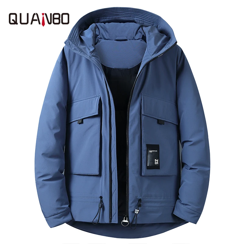 

Men's Short Down Jacket 2019 New Korean Style Thick Tooling Men Women's White Duck Down Jacket Male HoodedFashion Warm Jacket