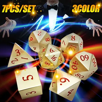 

7pcs Metal Dice Set Role Playing Dragon Table Game Solid Metal Polyhedral With Cloth Bag Bar Party Game Dices Entertainment Toy