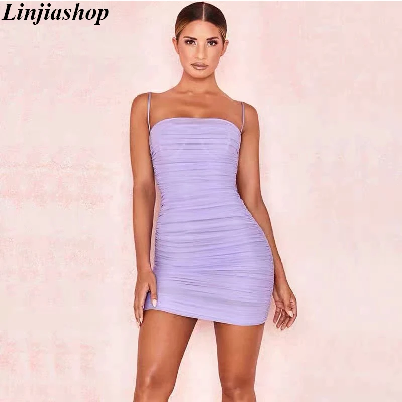 Summer Celebrity Evening Party Dress Women Sexy Spaghetti