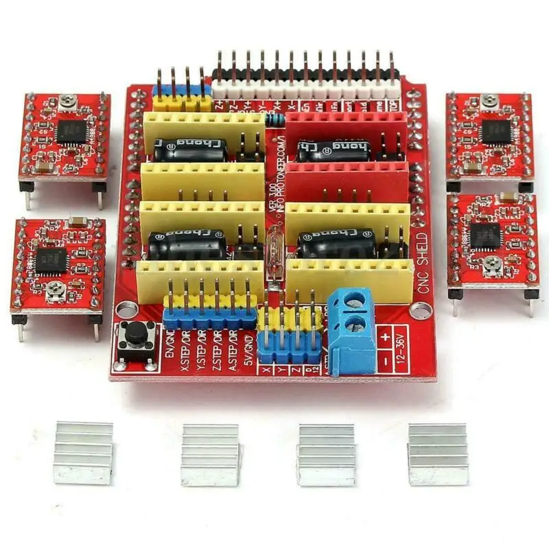 Щит с ЧПУ+ 4 шт. A4988 Драйвер шагового двигателя для Arduino V3 инструменты для гравировки управления несколькими шаговыми двигателями s