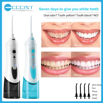 

CCCIST Oral Irrigator Teeth Whitening Dual Mode Irrigation System Waterproof Dental Portable 4 Jet Tips Teeth Cleaner