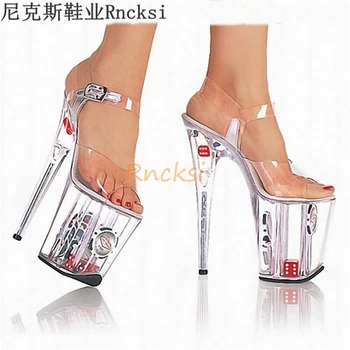 Sandalias de plataforma para mujer, zapatos de tacón de 20cm con plataforma, de verano, de Stripper, 2020
