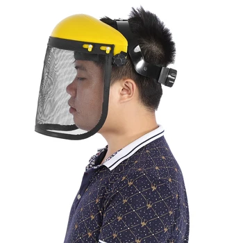 

Large Steel Metal Mesh Visor Safety Helmet Hat For Chainsaw Brush Cutter Forestry Mower Face Protective Mask Anti-shock Visors
