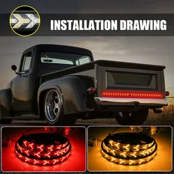 60 "528 led carro tuning bagageira turn signal freio cauda reversa barra de luz tira proteção segurança universal acessórios do carro