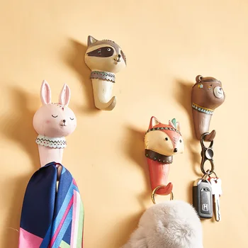 

Hooks Keys Holder Wall Home Creative American Hanging Hook Sticking Hook Room Decorative Hook Creative Animal Storage cute Hooks