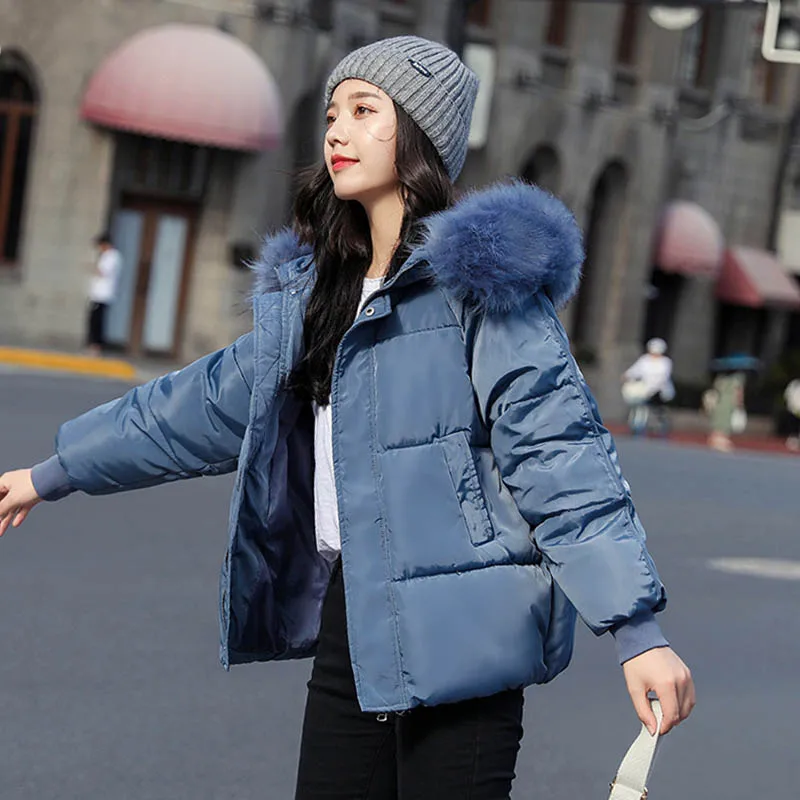 WXWT Winter Coats parkas winter new women's fashion large fur collar hooded thick cotton down jacket Russian winter coat