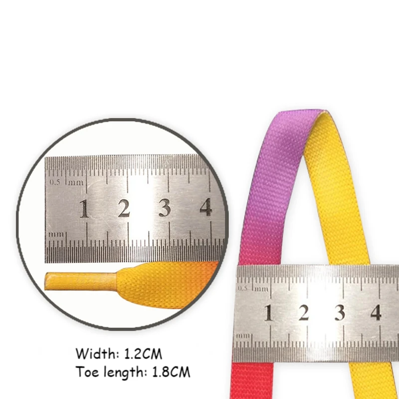 Fashion Gradient Shoelaces Flat Colorful Shoe laces for Casual Sneakers Laces Shoes 1.2CM Width 2021 New Rainbow Shoelace