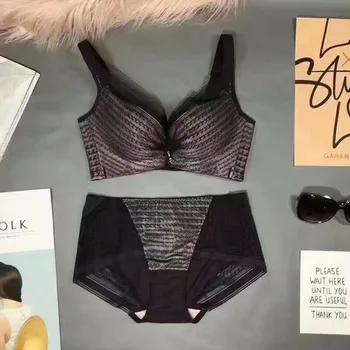 

High-End Space Cotton Thousands of Birds Day Silk Underwear Lightweight Breathable Non-Steel Ring Push up Adjustable Bra Set