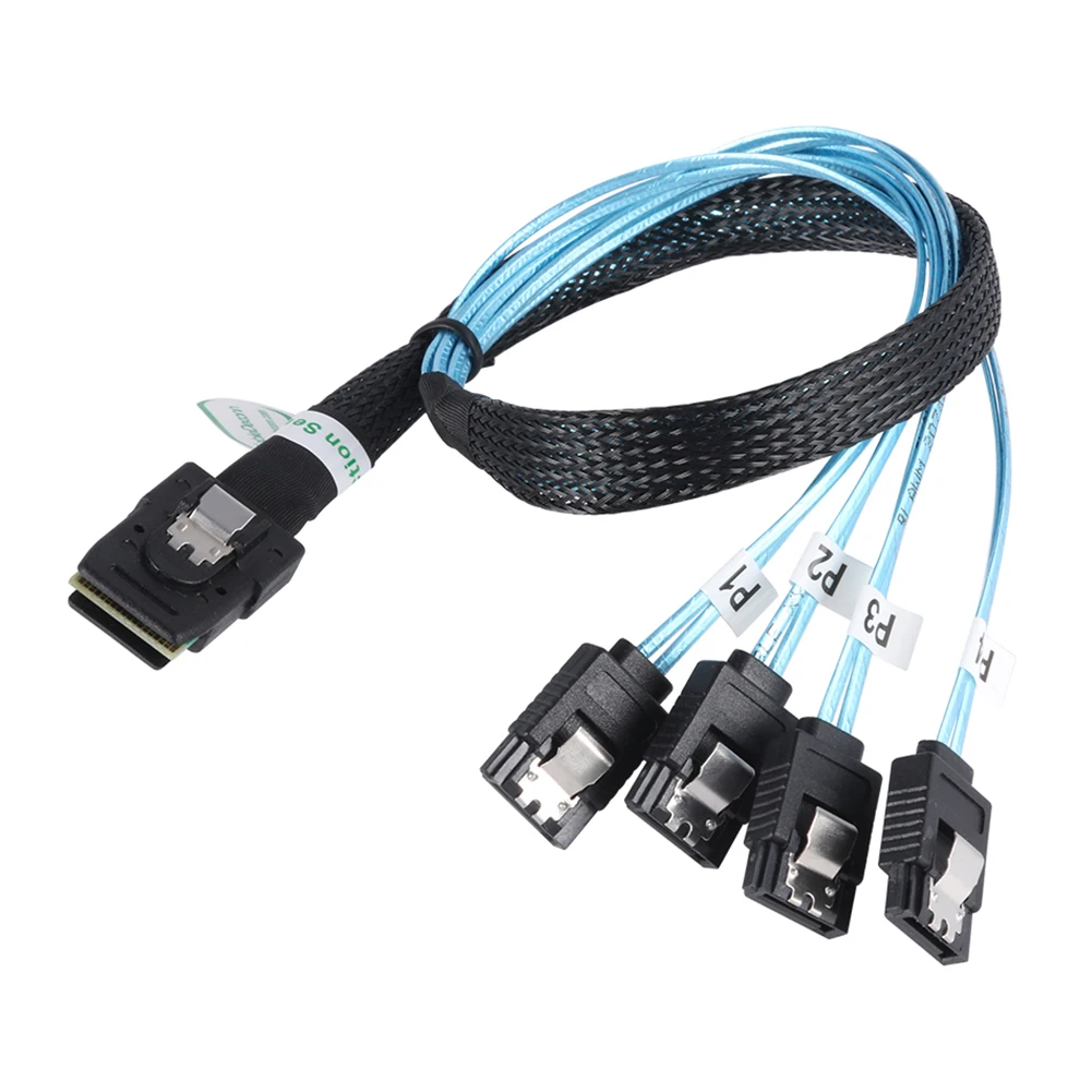 2Pcs Mini SAS 4i SFF-8087 36Pin to 4 SATA 7-PIN Splitter Breakout Cable HD 1m 