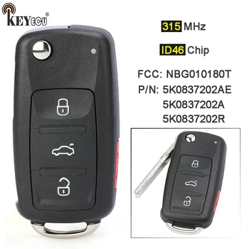 Keyforkess 315MHz ID46 Chip muslimah 5 k0 837 202 AE muslimex Remote Key Fob per Volkswagen Jetta Eos Golf Passat Beetle 2011-16