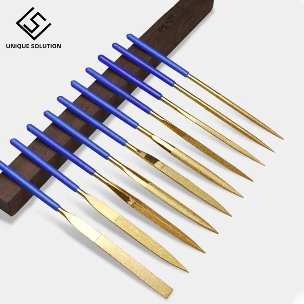 

10Pcs 3x140mm Mini Files Titanium Diamond Coating Needle Flat File Set Metal Working Craft Tools Diamond Needle File Set
