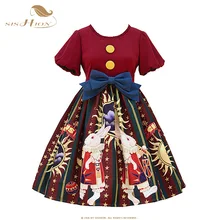SISHION, женское платье с принтом цирка, VD1212, с коротким рукавом, для рождественской вечеринки, с бантом, Лолита, свободное, женское платье, robe femme