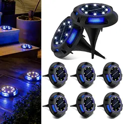 Spot lumineux solaire à 12 LED avec disque, imperméable, éclairage d'intérieur, idéal pour un jardin, une pelouse, un sentier, une cour ou un plancher 