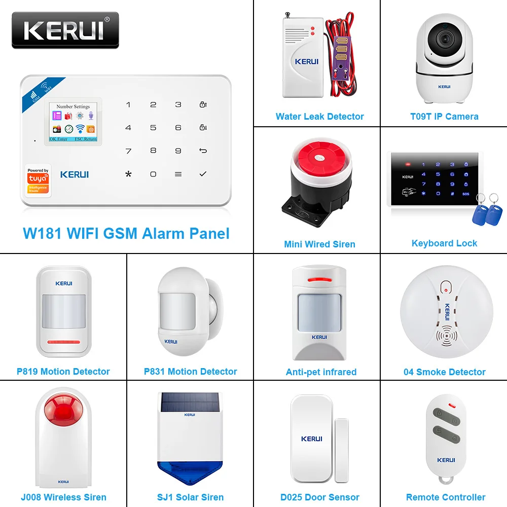 KERUI W181 WIFI Wireless GSM Alarm System Kit Home Security Alarm Host