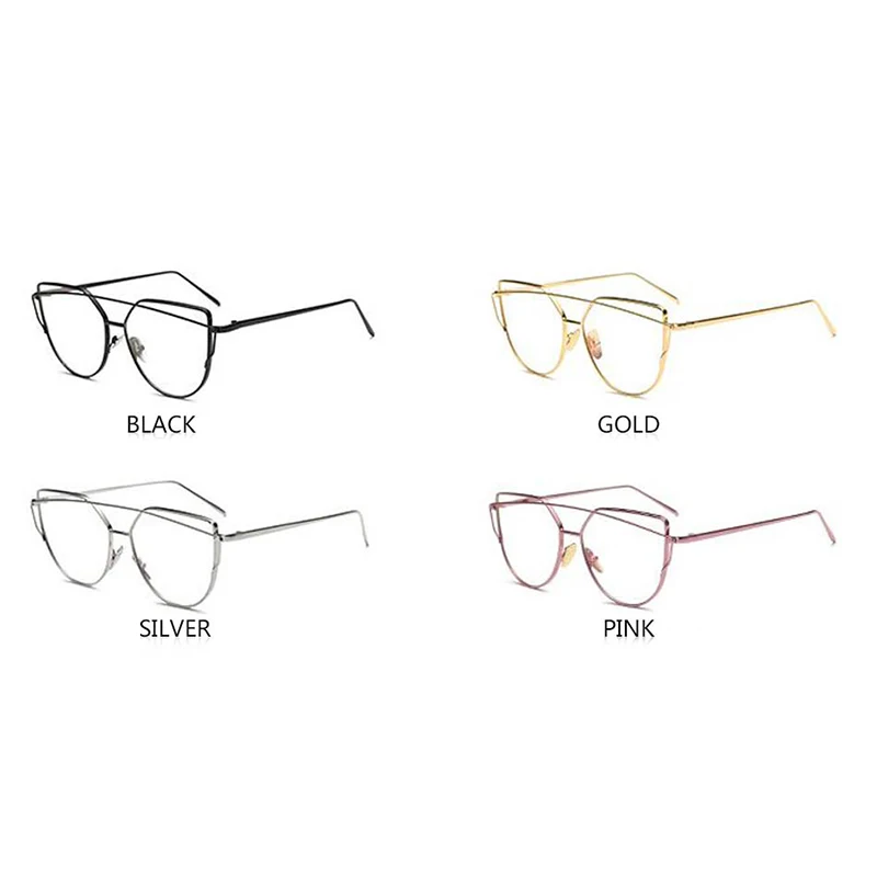 RBRARE Cat Eye Glasses for Women Alloy Anti Blue Light Glasses Optical Clear Lens Cateye Glasses Frame Vintage Metal Eyeglasses