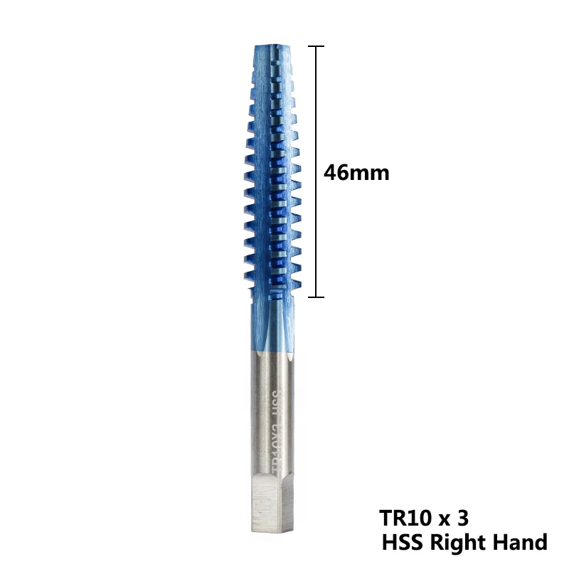 1pc Right Hand TR8-TR16 Trapezoidal Thread Tap For Metal Drilling HSS Screw Tap Drill Bits Nano Blue Coated Metric Machine Tap - Цвет: 1PC TR10X3.0 Right