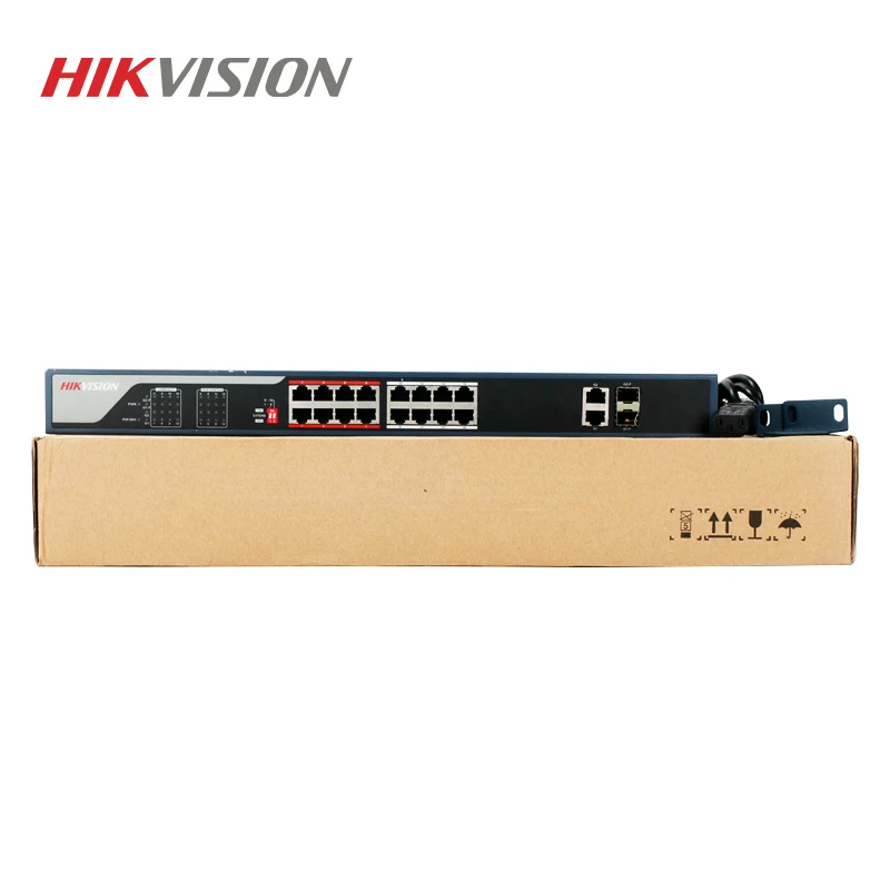 Коммутатор Hikvision с поддержкой PoE 16 портов 10/100 Мбит/с порты + 2 порта Uplink 1000 м для