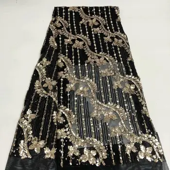 

Fashions Sequins African Dry Lace Fabrics High Quality Sequins Nigerian Lace French Tulle Lace Fabric For Dress Party FR9