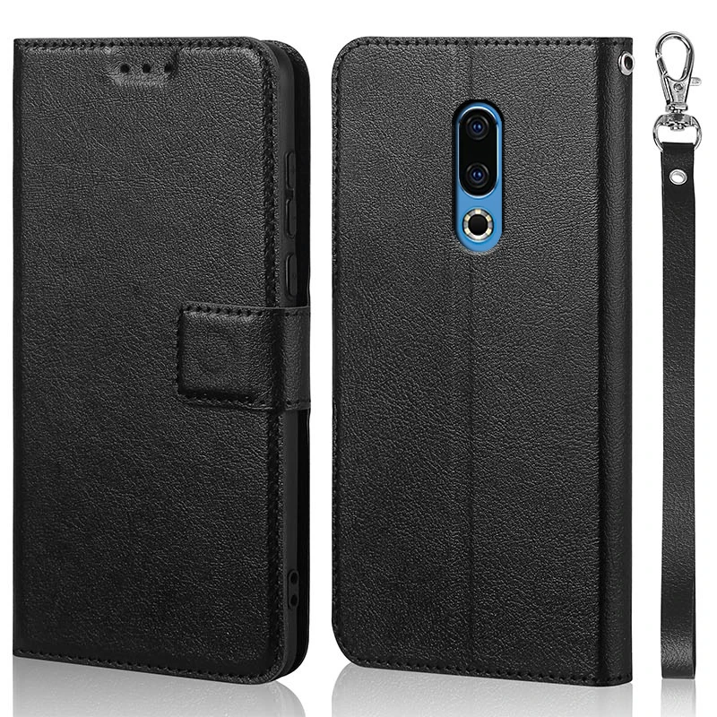 Магнитный чехол-книжка для Meizu 16 кожаный противоударный с отделениями карт |