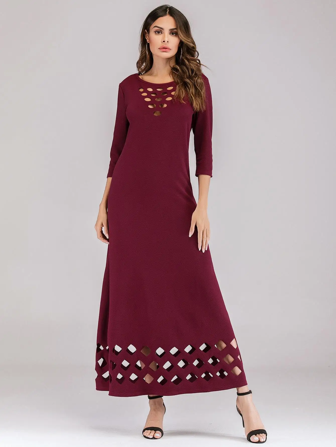 Модное женское длинное мусульманское платье макси abaya арабское коктейльное платье для вечеринки Jilbab исламский халат одежда Открытое платье Повседневная мода