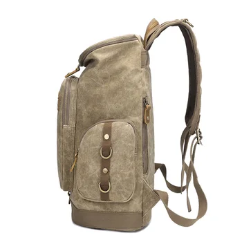 

New Student Retro Backpack Outdoor Multi-function Travel Backpack Rainproof Large Capacity Oil Wax Canvas Bag2020