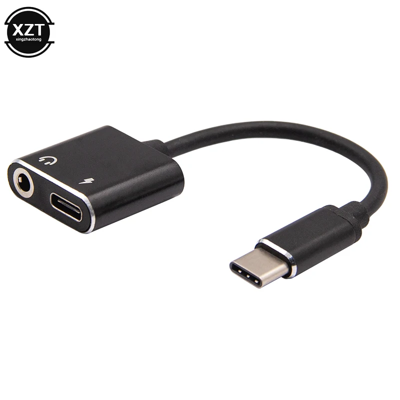 Usb type C адаптер type-C до 3,5 мм разъем для наушников аудио кабель конвертера сплиттер для samsung S8/9 huawei LG Xiaomi мужчин и женщин - Цвет: Черный