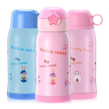 

Stainless Steel Children's Insulation Cup Strap Straw Cup Baby Children's Kettle Student Dual-use Drop-proof Cup Thermos Bottle