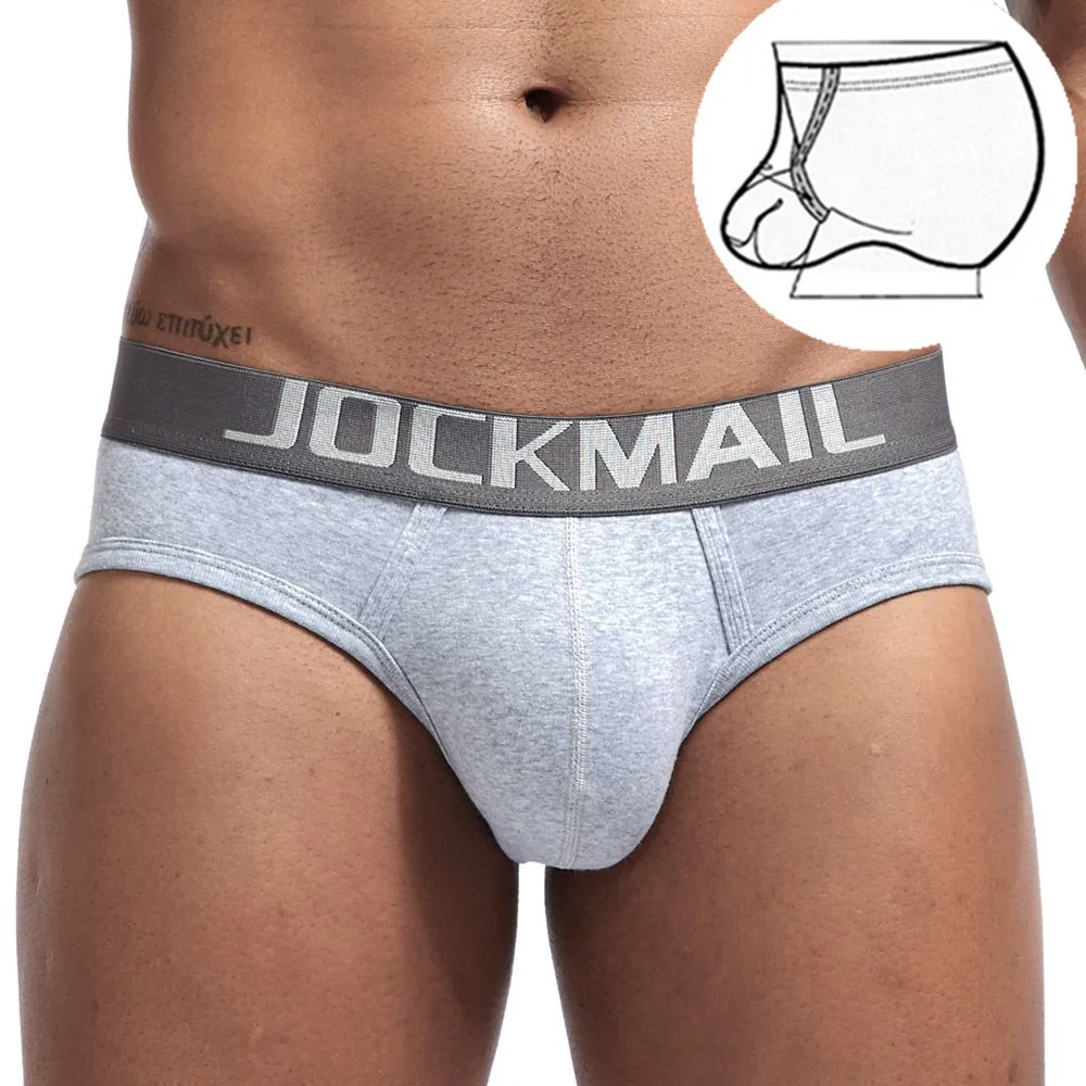 Трусы-брифы JOCKMAIL мужские с заниженной талией, пикантное нижнее белье из чесаного хлопка, с U-образным выпуклым карманом трусы брифы мужские в полоску пикантное нижнее белье модал с заниженной талией с u образным выпуклым мешочком шорты